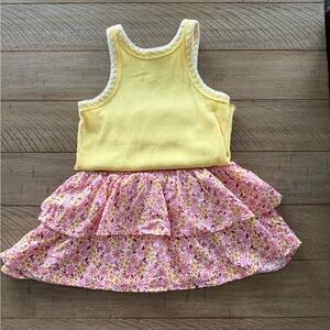 Cat & Jack Yellow Tank Top with Floral Skirt